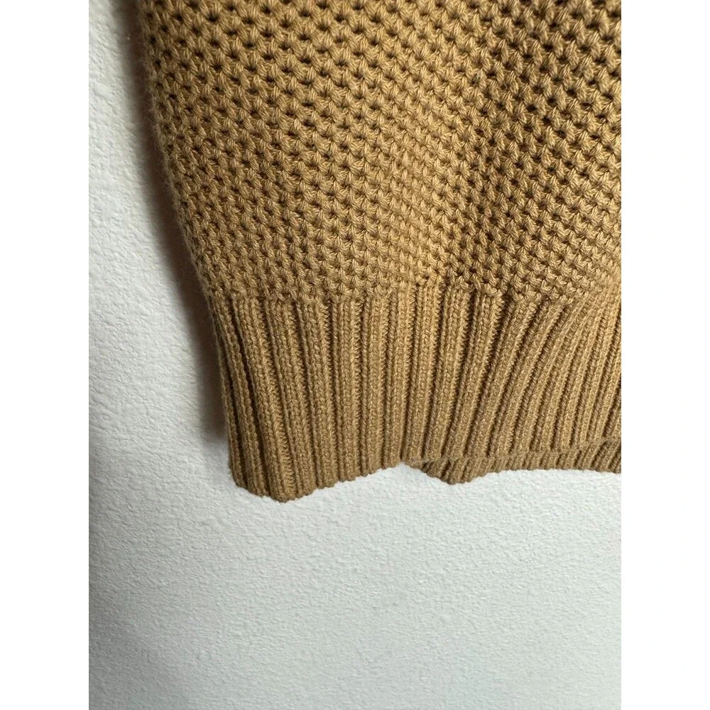 J.Crew XL Cotton Honeycomb Knit Half-Zip Heather Acorn Pullover Long Sleeve